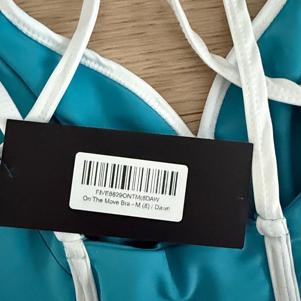 NWT Five the label On The Move Bra Blue and White Strappy Dance Top size M - Picture 3 of 4
